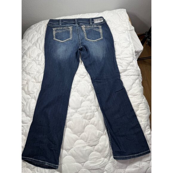 Ariat Womens Ruby Denim Jeans 34R US 18 Bootcut Mid-Rise Western Style Cotton Bl - Picture 16 of 16